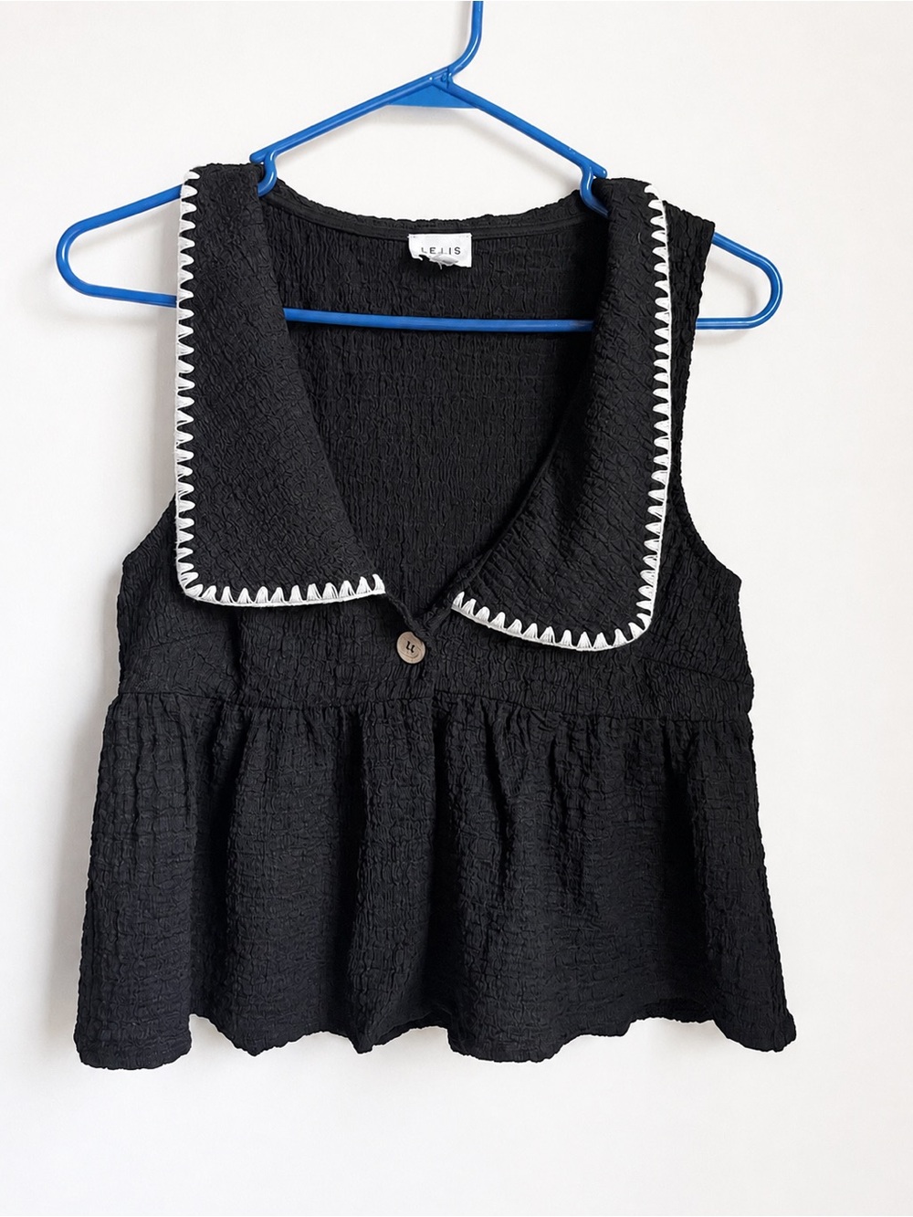 Le Lis Black Tank Top with White Trim